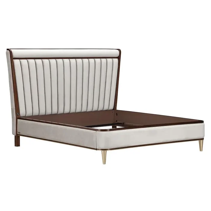 AICO by Michael Amini – Houston Eastern King Channel Tufted Panel Bed – Porcini/Walnut – 9095000EK3-416