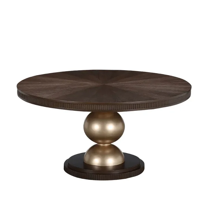 AICO by Michael Amini – West Kensington Round Dining Table – Medium Espresso – 9096001-417