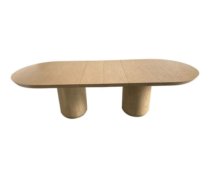 Alder & Tweed – Cromwell Solid Wood with Oak Veneer Raw Finish 84in-108in Extension Dining Table – AT60098-RWO