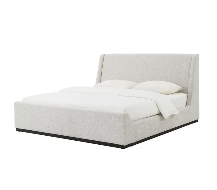 Alder & Tweed – Greer Uphostered Gray Chocolate Wood Finish Modern Design King Bed – AT40330K-HDS/DCT