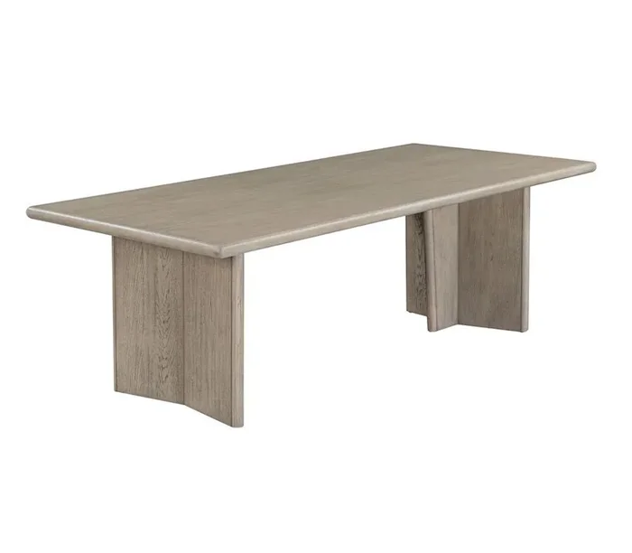 Alder & Tweed – Randall Solid Wood with Oak Veneer Dusted Stone Wood Finish 96.5in Dining Table – AT60095-DDS