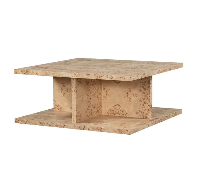 Alder & Tweed – Stowe Popular Burl Veneers, Modern Luxury Design 39.5in Square Coffee Table – AT9364-TSB