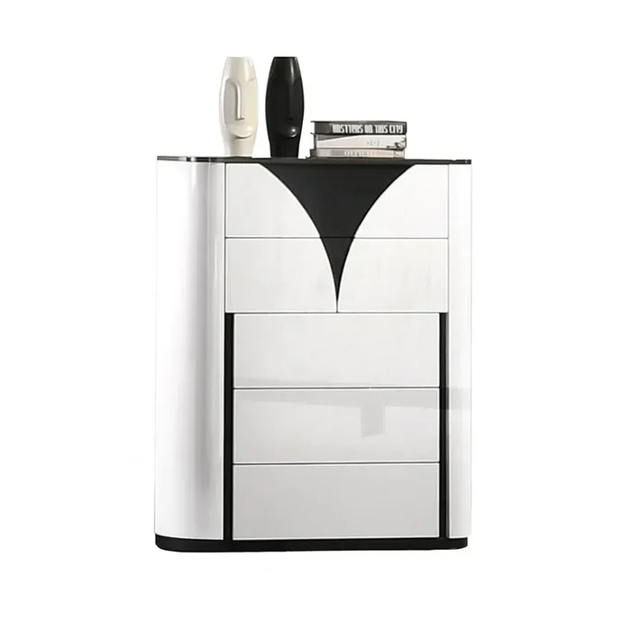 Chintaly – Ottawa 5 Drawer Chest w/ Gloss Black Accents – OTTAWA-CHT