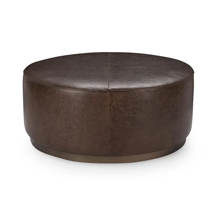 Classic Home – Clair Leather Round Cocktail Coffee Table – Dark Brown – 51011967