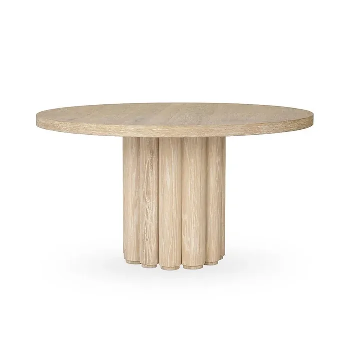 Classic Home – Tiber Round Washed Dining Table White, Table – White Washed – 51031713