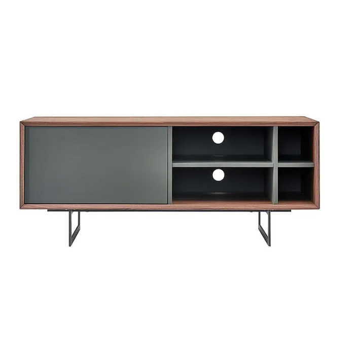 Euro Style – Anderson 48inW Media Stand, Walnut/Dark Gray/Black – 31047GRY