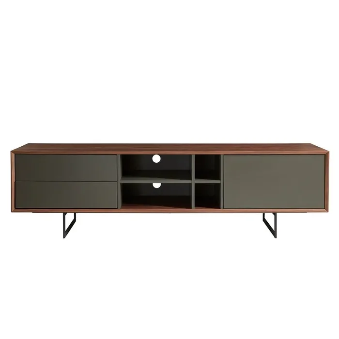 Euro Style – Anderson 71inW Media Stand, Walnut/Dark Gray – 31006GRY-KIT