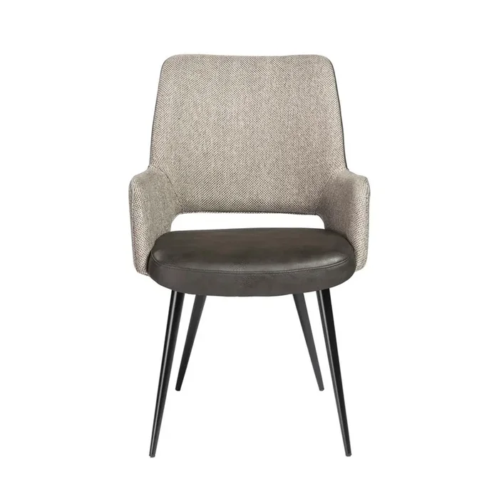 Euro Style – Desi Leatherette and Fabric Armchair, Warm Gray/Charcoal Gray/Black – 30494DKGRY