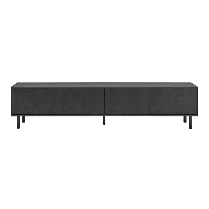 Euro Style – Kayla 87inW 4-Door Media Stand, Black – 31152-BLK