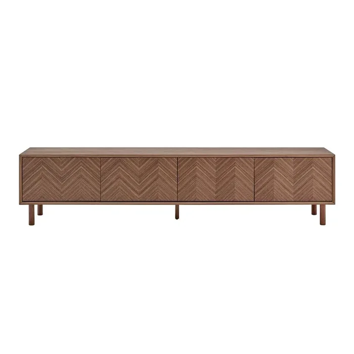 Euro Style – Kayla 87inW 4-Door Media Stand, Walnut – 31152-WAL