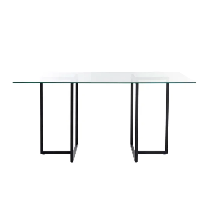 Euro Style – Legend 48inW Rectangular Dining Table, Glass/Matte Black – 72948BLK-KIT