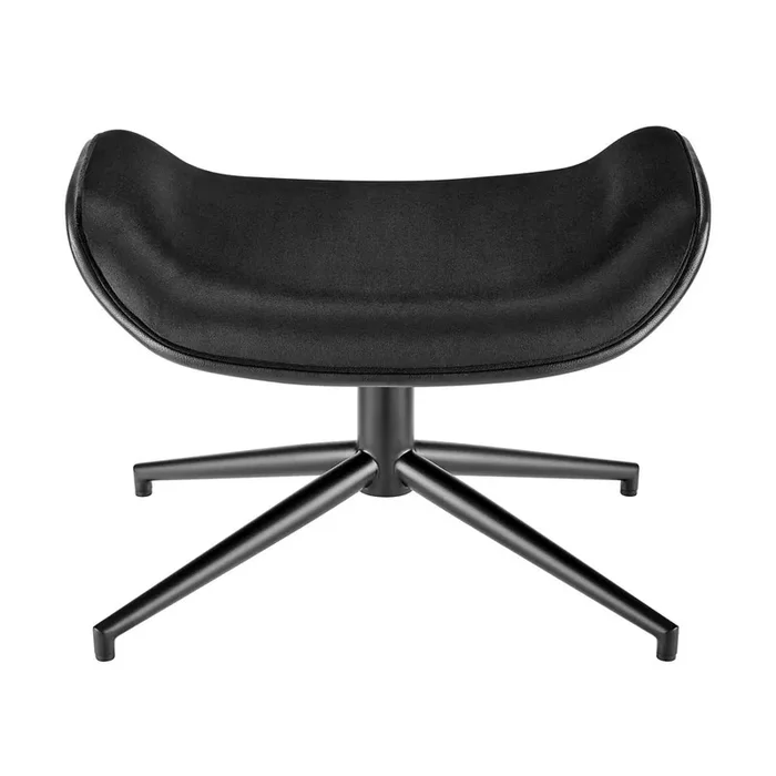 Euro Style – Lennart Leatherette and Velvet Ottoman, Black/Matte Black – 30348-BLK