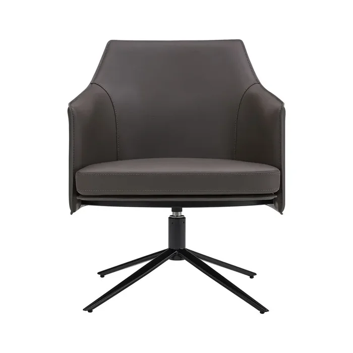 Euro Style – Signa Leatherette Swivel Lounge Chair, Dark Gray/Black – 38988DKGRY