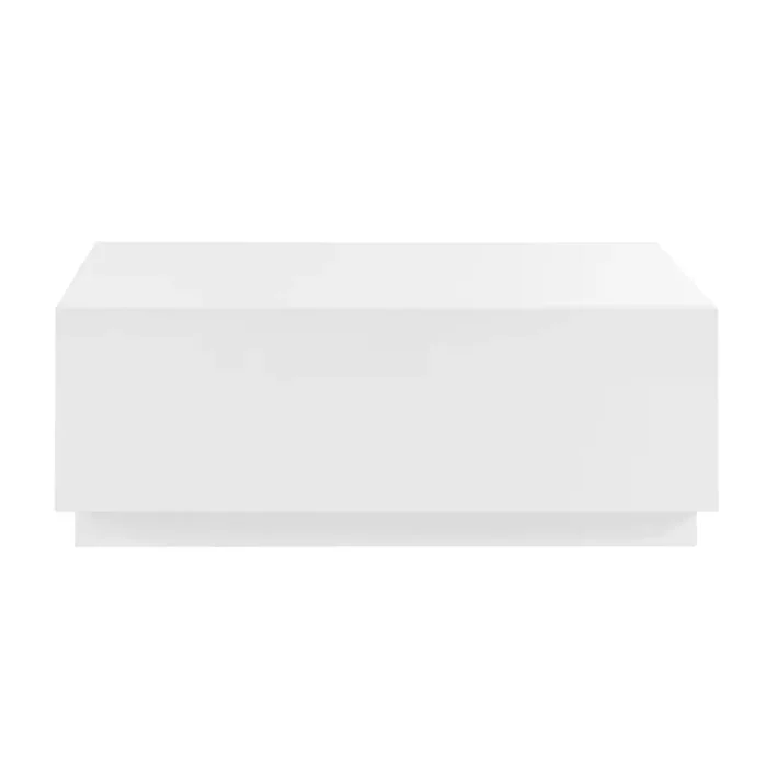 Euro Style – Tresero 47inW Coffee Table with Drawer, High Gloss White – 90651-WHT