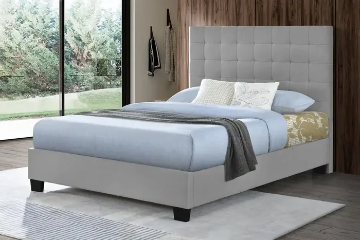 Fashion Bed Group – Vera King Upholstered Platform Bed & Elise King Headboard – Gray
