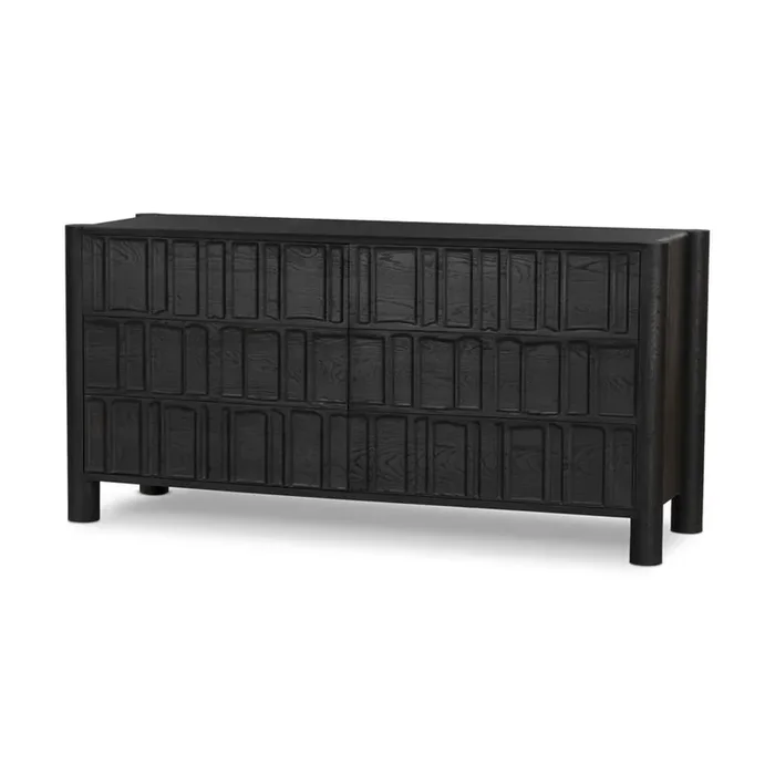 Four Hands – Aiden – Ezri 6 Drawer Dresser – Carved Black Oak – 241430-002