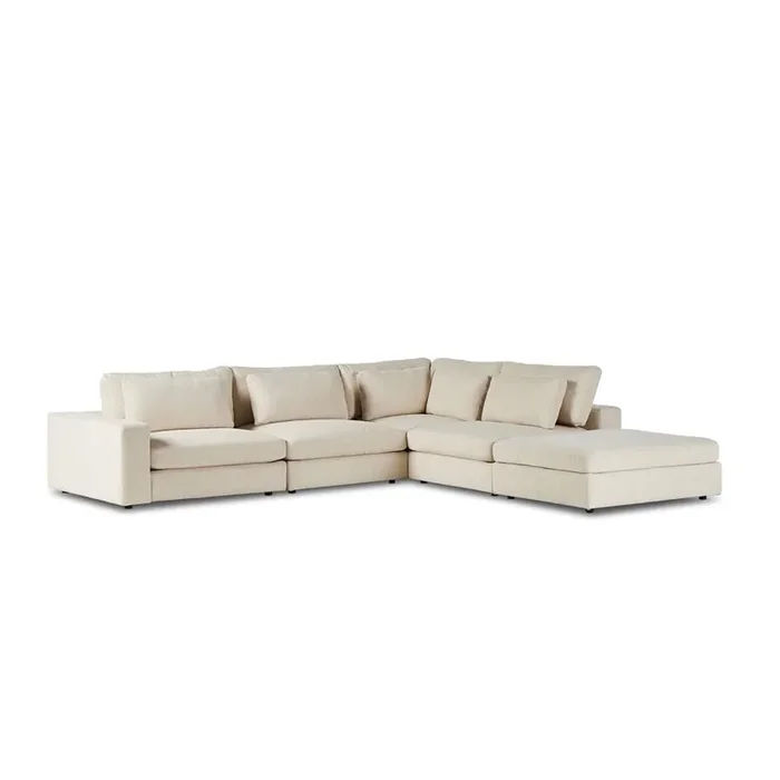Four Hands – Atelier – Bloor 4-Piece Sectional W/ Ottoman – Clairmont Ivory – 106156-007