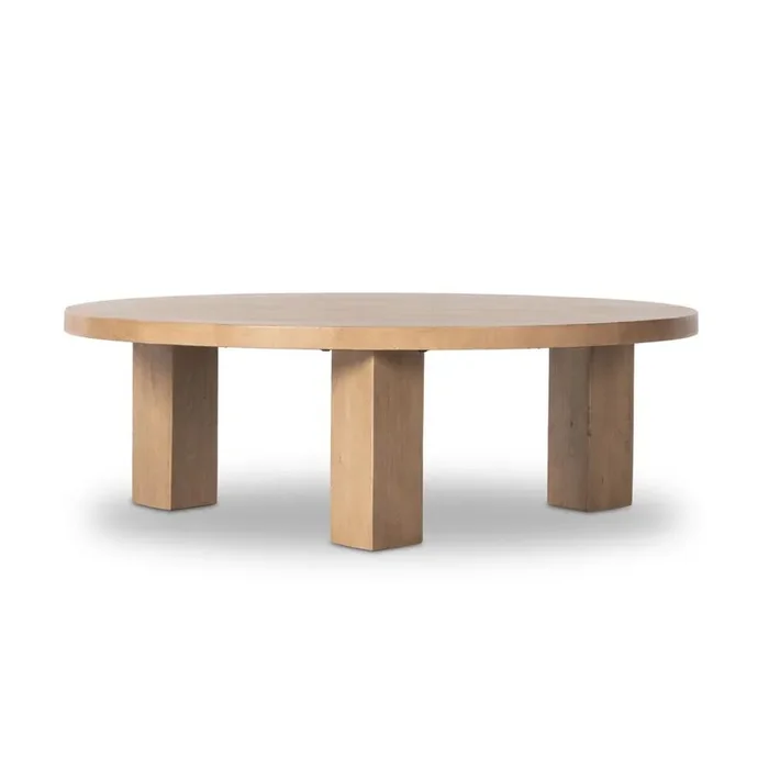 Four Hands – Harmon – Mesa Round Coffee Table – Light Brushed Parawood – 234698-001