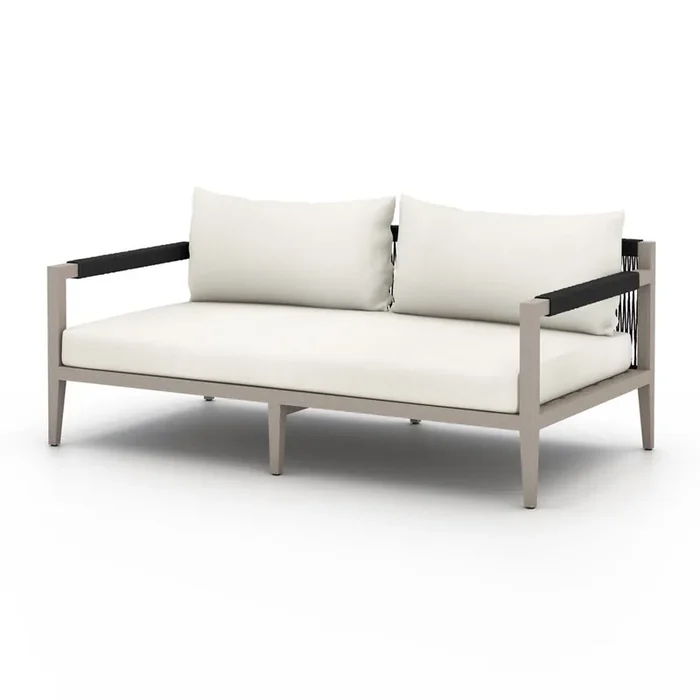 Four Hands – Solano – Sherwood Outdoor Sofa, Weathered Grey – Venao Ivory – 223329-020