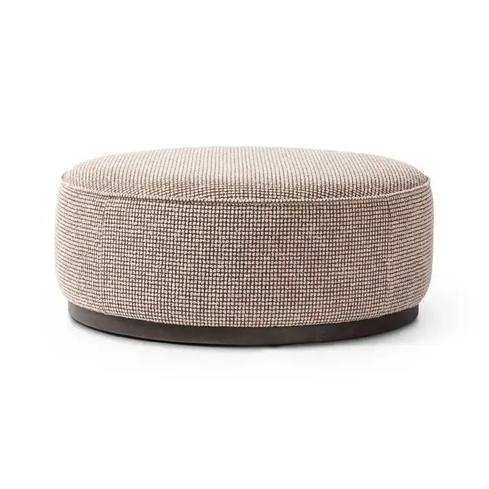 Four Hands – Westgate – Sinclair Large Round Ottoman – Barrow Taupe – 106119-016
