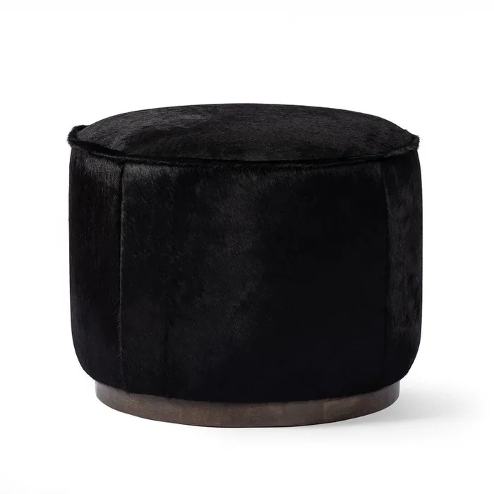 Four Hands – Westgate – Sinclair Round Ottoman – Dark Hair on Hide – 106074-015