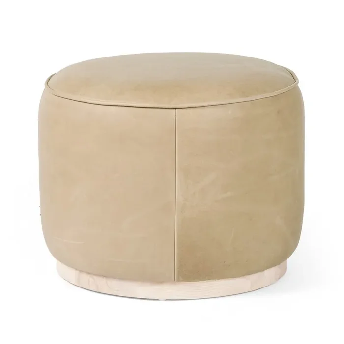 Four Hands – Westgate – Sinclair Round Ottoman – Harness Burlap – 106074-008