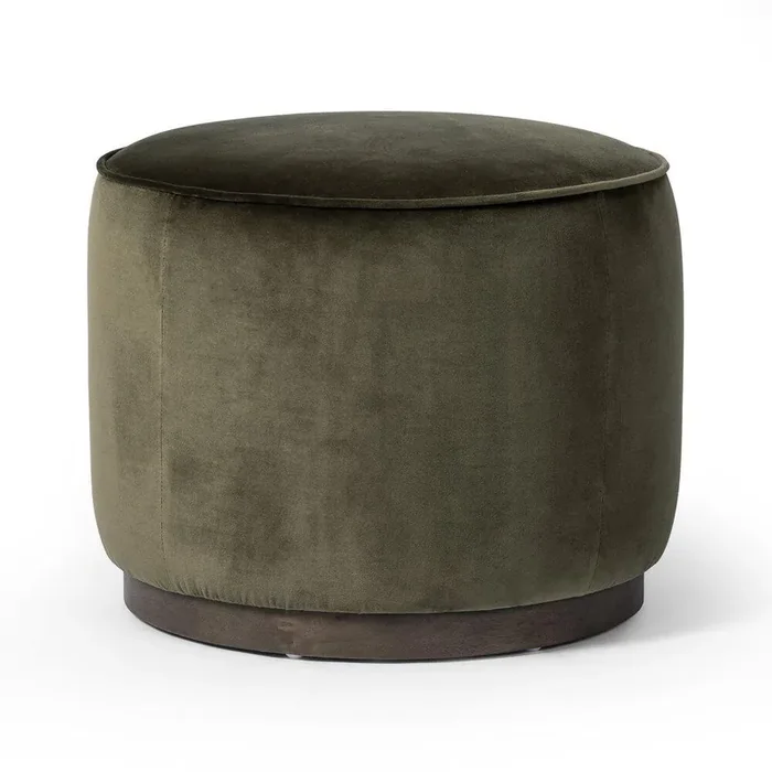 Four Hands – Westgate – Sinclair Round Ottoman – Surrey Olive – 106074-019