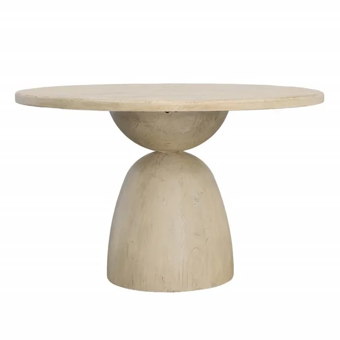 Henry & Mason – Calabasa 48in Round Natural Reclaimed Pine Wood Dining Table in Light Warm Wash – DV7444