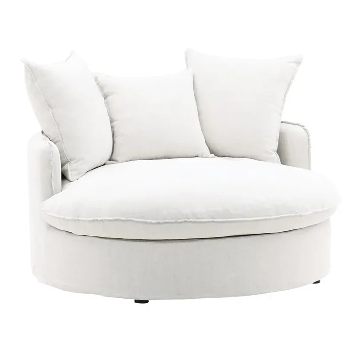 Henry & Mason – Dolcefina Birch Wood Lounger Frame and Slipcover White