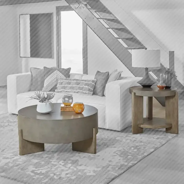 Liberty Furniture – Affinity 3 Piece Set in Dusty Taupe w/ Concrete Tops – 674-OT-3PCS