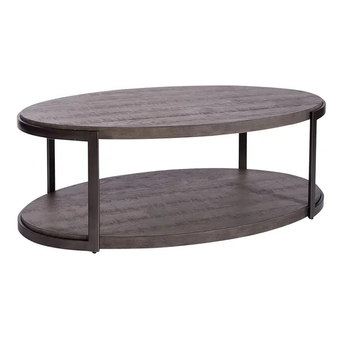 Liberty Furniture – Modern View Oval Cocktail Table in Gauntlet Gray – 960-OT1012