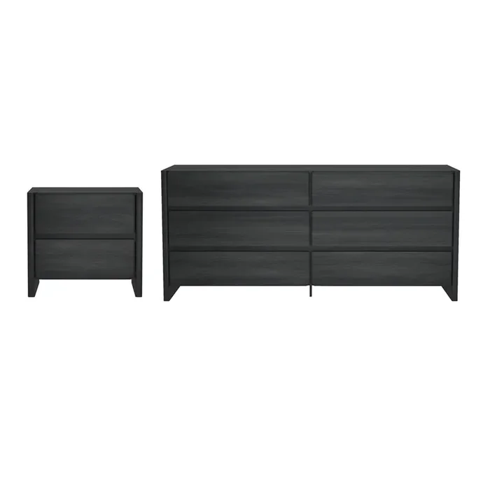 Manhattan Comfort – Linda 2-Piece Double Wide Dresser and Nightstand in Charcoal Grey – BR1658-1