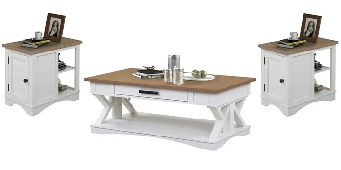Parker House – Americana Modern – Cotton Cocktail Table with 2 Chairside Tables – AME-3PC-01-06-COT