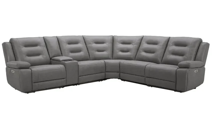 Parker Living – Caldwell – Tahoe Fog 6 Piece Modular Power Reclining Sectional with Power Adjustable Headrests – MCAL-PACKA(H)-TACH