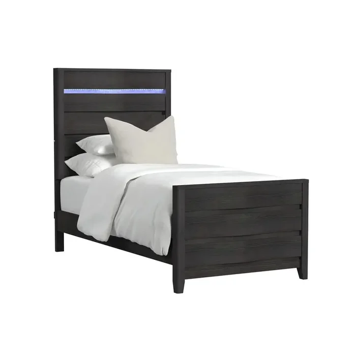 Picket House Furnishings – Chett Twin Bed with LED in Black – B-15990-8-TBL
