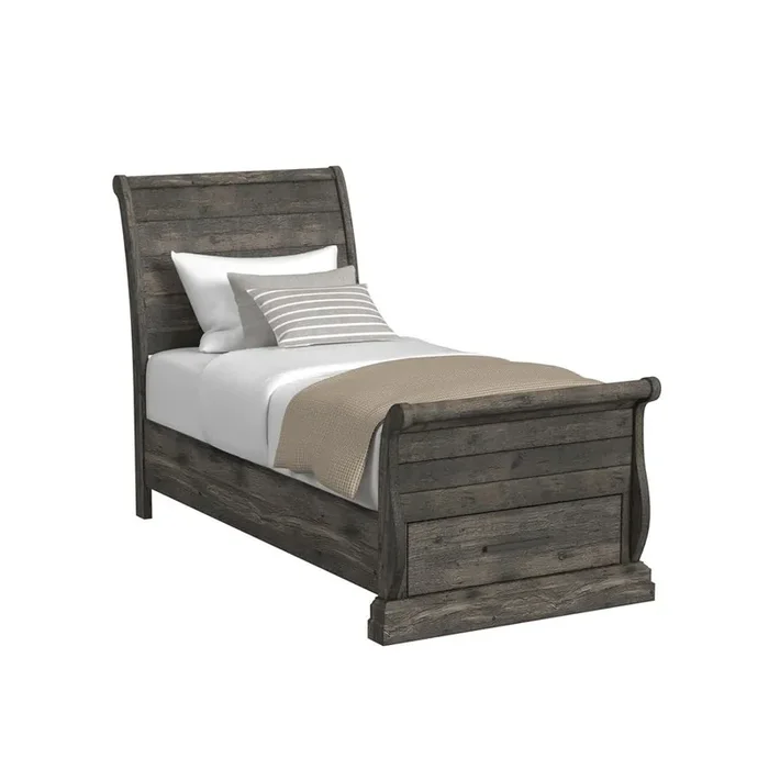 Picket House Furnishings – Hyde Twin Sleigh Storage Bed in Charcoal – B-13130-8-TSLB