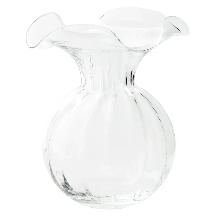 Vietri Hibiscus Glass Clear Large Fluted Vase