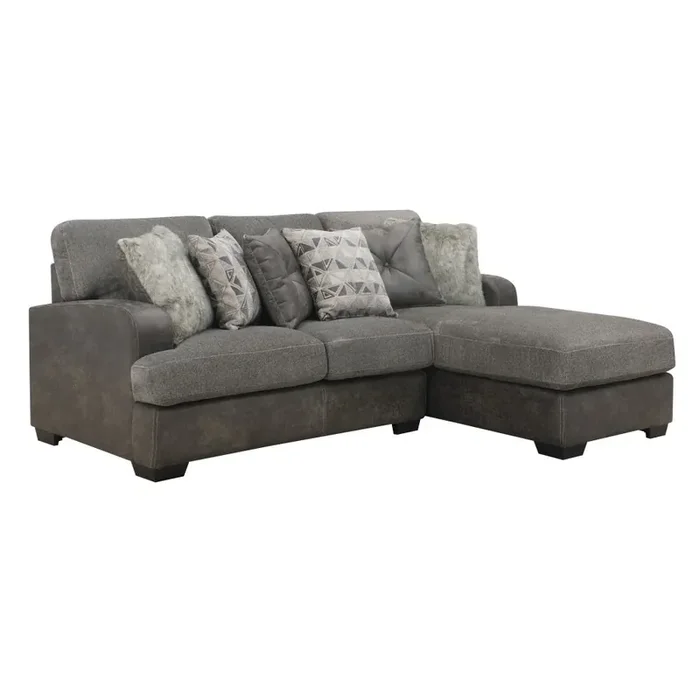 Wallace & Bay – Bright Charcoal Tweed and Faux Leather Sectional Chofa with Cozy Fabrics And Deep Seating – U510442