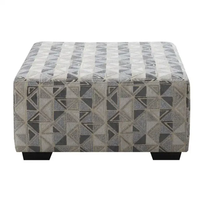 Wallace & Bay – Bright Graphic Charcoal and Faux Leather Ottoman with Tailored Top And Block Feet – U510443
