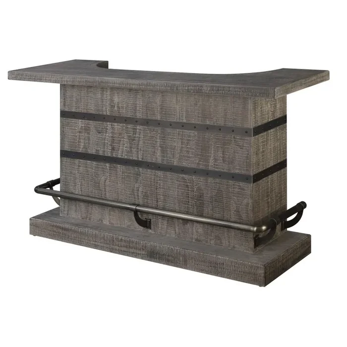 Wallace & Bay – Farrell Rustic Gray Bar with Mixologist Station, Wine Storage, And Seating Counter – AC510004