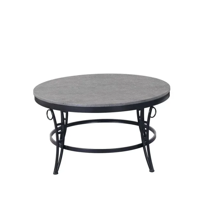 Wallace & Bay – Gallagher Cinder Gray 35in Round Coffee Table with Round Table Top And Metal Legs – T510233