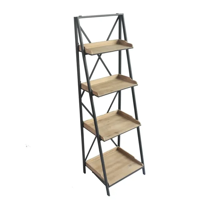 Wallace & Bay – Garza Brown and Steel Gray 18in Bookcase with Four Wood Shelves And Metal Frame – AC510000