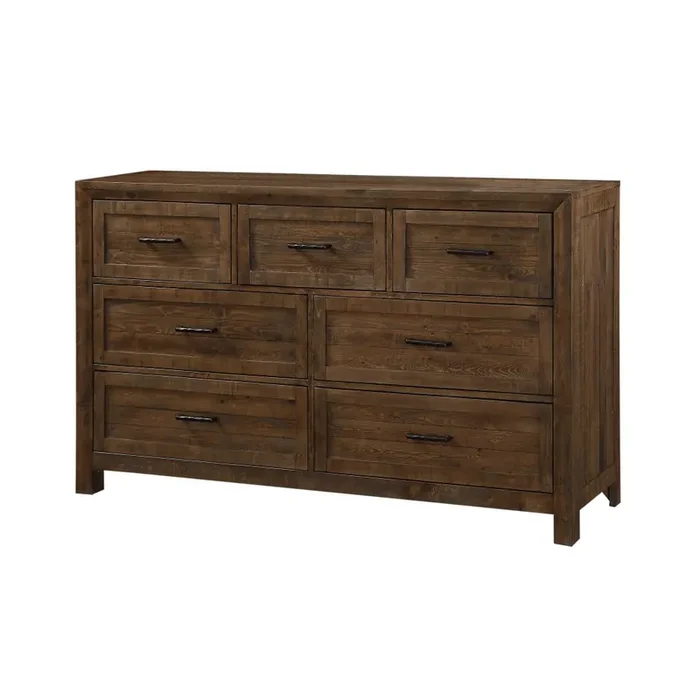 Wallace & Bay – Mullen Coffee Brown Dresser with Solid Wood Planking And Hammered Hardware – B510118