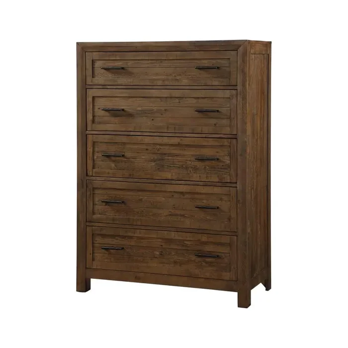 Wallace & Bay – Mullen Coffee Brown Dresser with Solid Wood Planking And Hammered Hardware – B510120