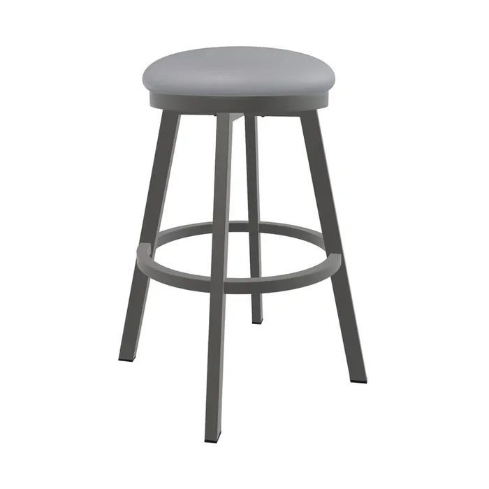 Wesley Allen – Sophia 30in Bar Height Swivel Backless Stool in Charcoal Gray Vinyl with a Hand Powder-Painted Firestone Grey Finish – B513H30-BS-PTR-DST