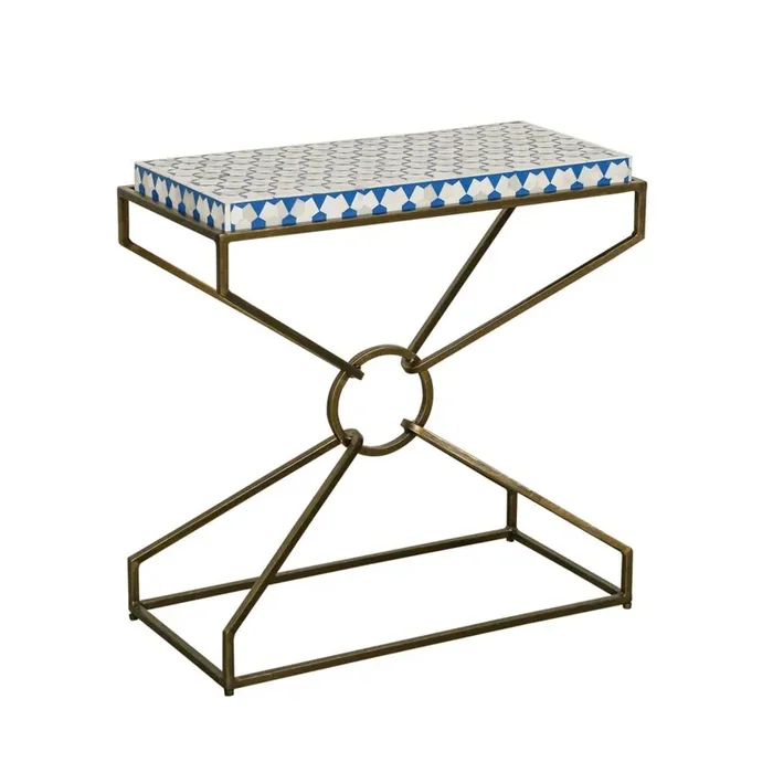 World Interiors – Alexandria 24″ Side Table with Bone Inlay and Brass – ZWALXST24_CLOSEOUT
