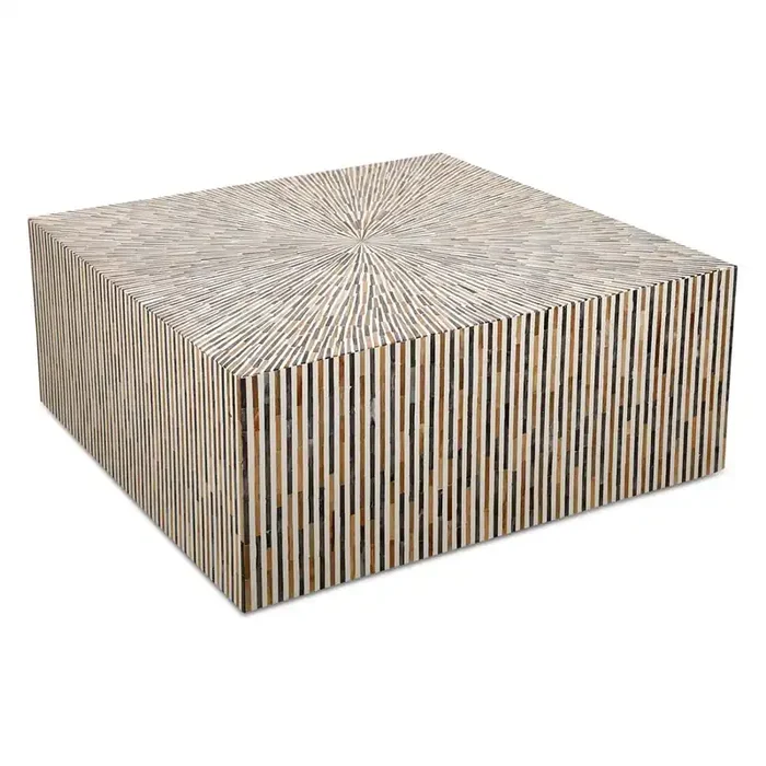 World Interiors – Alexandria 40″ Square Coffee Table with Bone, Wood and Horn Inlay – ZWALXCT40BWH_CLOSEOUT