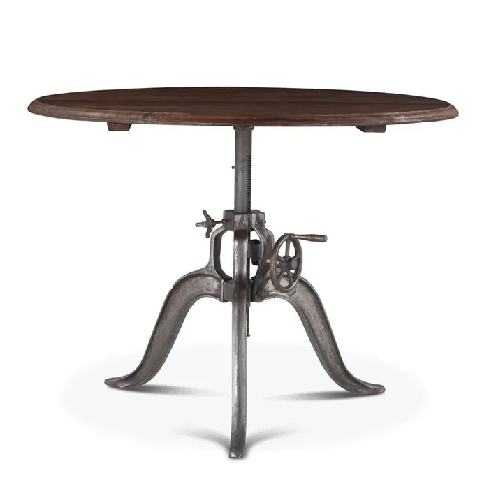 World Interiors – Artezia 48″ Height Adjustable Round Dining Table in Weathered Teak – ZWAT4829