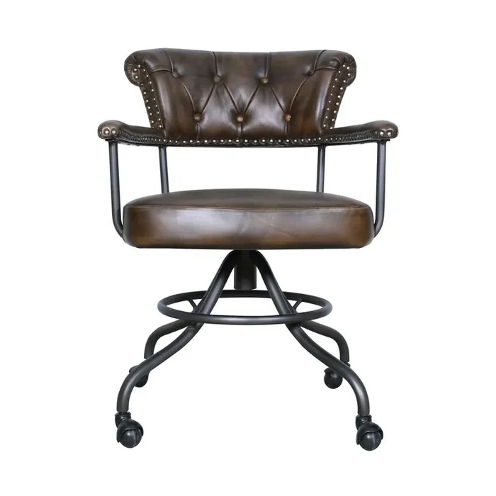 World Interiors – Brisbane Chesterfield Office Chair in Antique Whiskey Leather – ZWBRCHOCAW