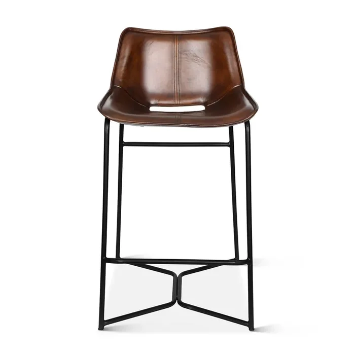 World Interiors – Brisbane Counter Chair in Hand Washed Chestnut Leather – ZWBRIMCCCH